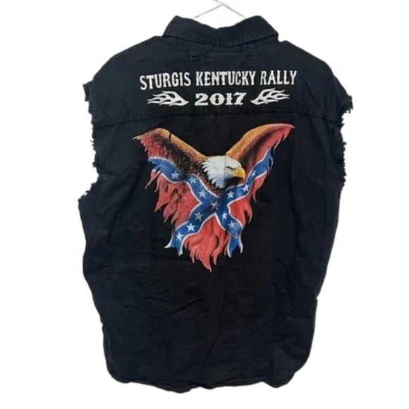 Unik Other - Unik Sturgis Kentucky‎ Rally 2017 Motorcycle Biker Denim Vest Button Down men's